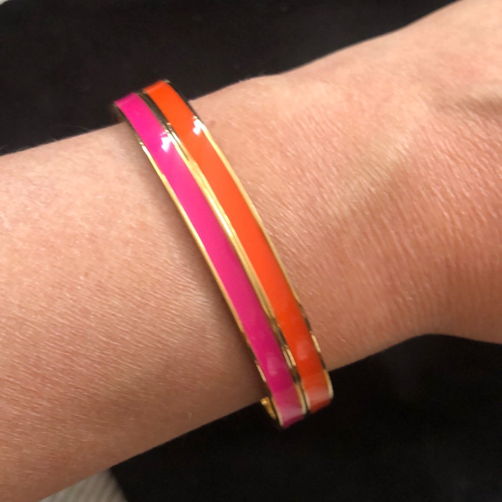 Pair of Kate Spade Enamel Bangles — Pink & Orange